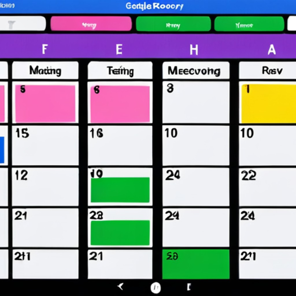**Image Prompt:** A visually appealing Google Calendar spread, showcasing different colored blocks representing work (blue), meetings (green), leisure (pink), and recovery/mindfulness (purple). The calendar should look organized but also have a slightly "lived-in" feel, suggesting it's actively being used. Maybe a hand reaching in to adjust a block. The overall style should be bright and modern, conveying a sense of control and calm.