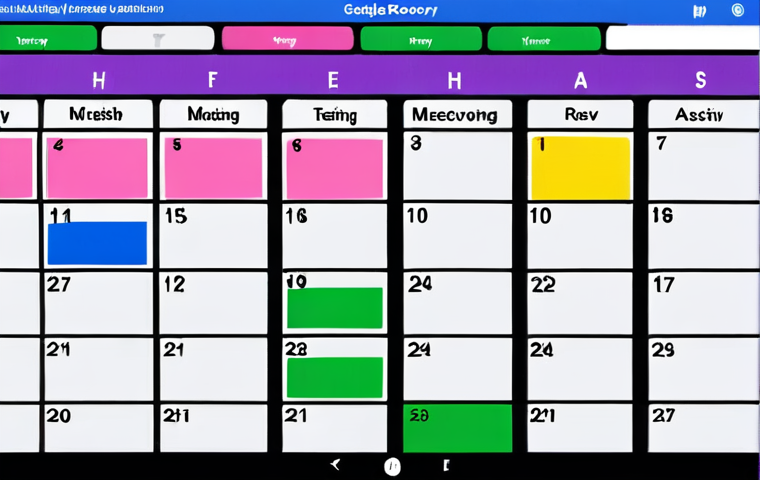 **Image Prompt:** A visually appealing Google Calendar spread, showcasing different colored blocks representing work (blue), meetings (green), leisure (pink), and recovery/mindfulness (purple). The calendar should look organized but also have a slightly "lived-in" feel, suggesting it's actively being used. Maybe a hand reaching in to adjust a block. The overall style should be bright and modern, conveying a sense of control and calm.