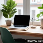 주말 학습 루틴 계획 세우기 - A cozy, well-organized study corner in a modern Swedish apartment, featuring a clean wooden desk wit...