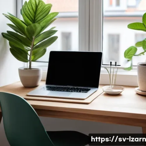 주말 학습 루틴 계획 세우기 - A cozy, well-organized study corner in a modern Swedish apartment, featuring a clean wooden desk wit...