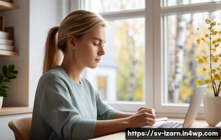 학습 루틴에서 피해야 할 흔한 실수 - A cozy Scandinavian home office scene in the morning light, featuring a young adult focused on study...