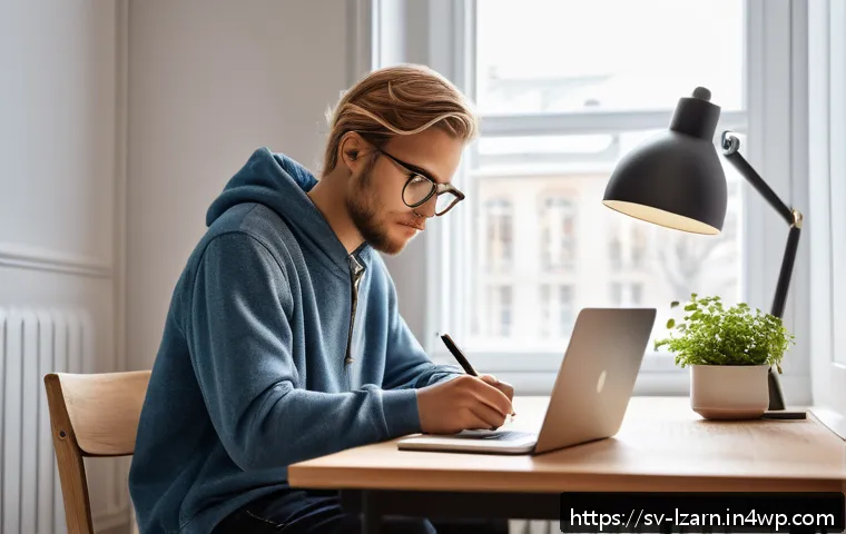 학습 루틴을 통해 얻을 수 있는 이점 - A cozy Scandinavian study room bathed in soft natural morning light, featuring a young adult studyin...